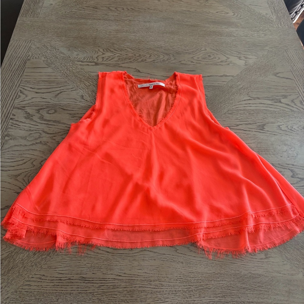 RACHEL Rachel Roy Bright Orange V-Neck Blouse